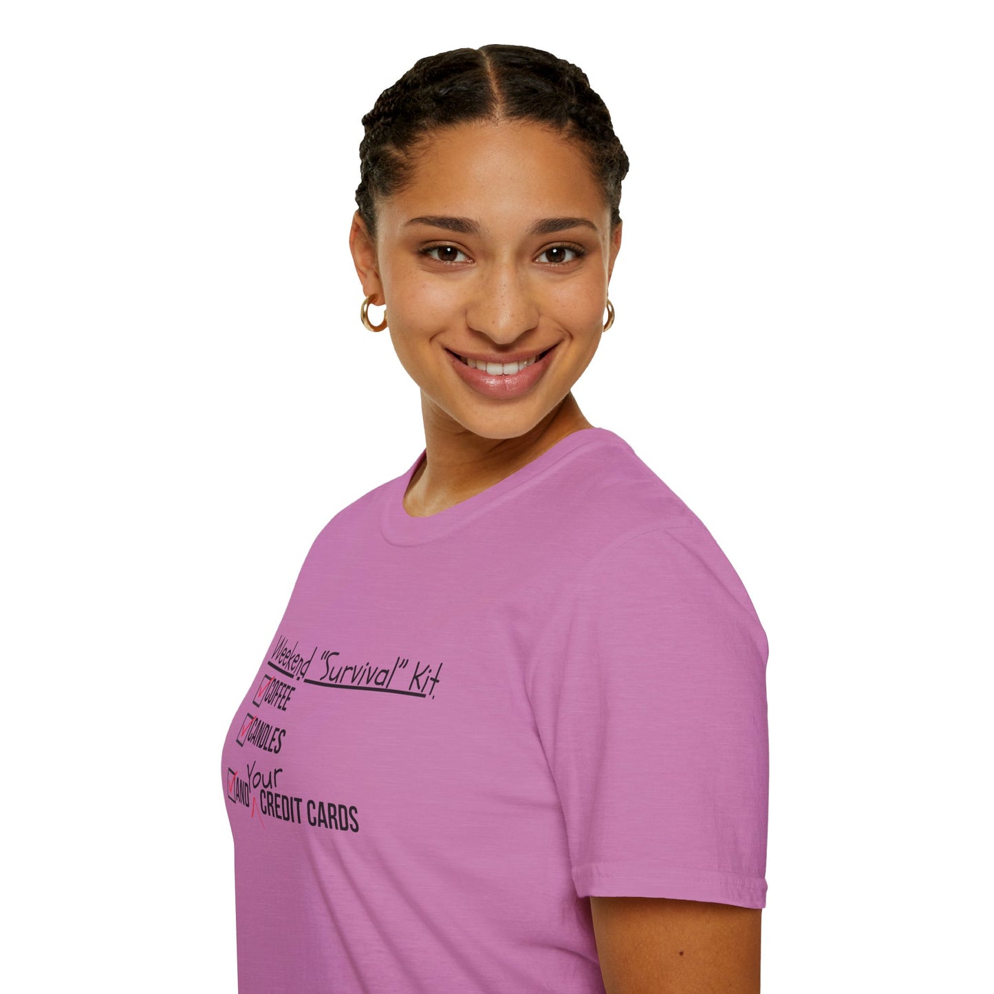 Weekend Survival Kit Unisex T-Shirt - Coffee, Candles, and Credit Cards